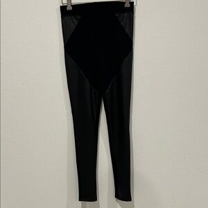 Express Black Leggings with Vegan Leather Front Detailing